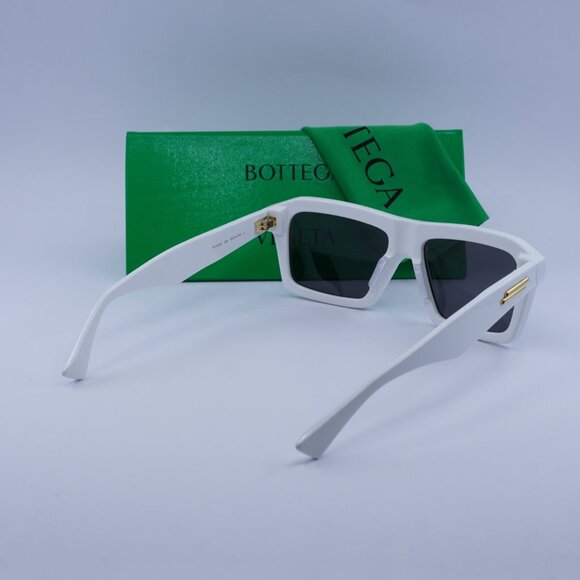 Bottega Veneta BV1213S 004 Rectangle Sunglasses - White\Grey - Picture 4 of 10